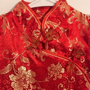 Gorgeous Chinese dress sleeveless Red and Gold Art